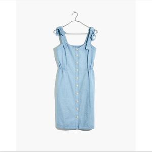 Lightweight denim sweetheart tie strap dress